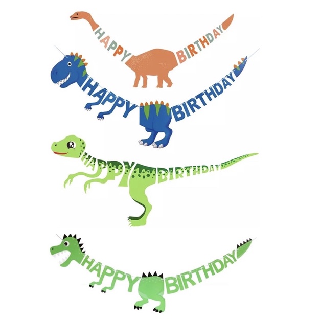 BANNER HAPPY BIRTHDAY BENTUK DINOSAURUS