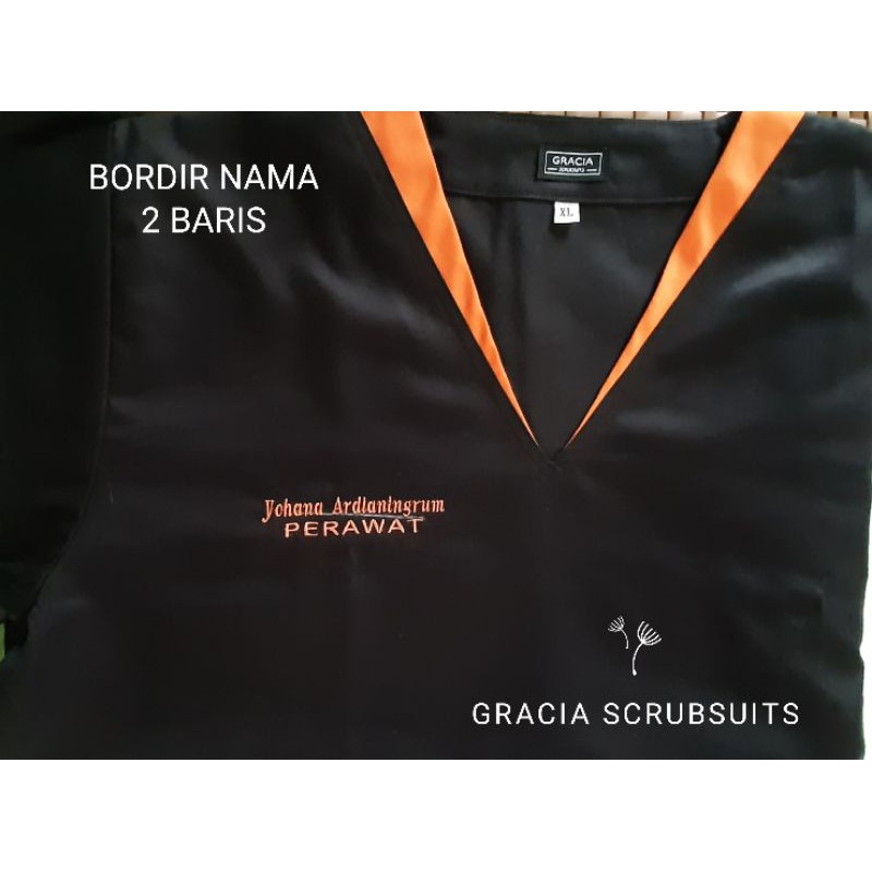 GRACIA SCRUBSUITS - Bordir nama baju oka / baju jaga / scrub dokter