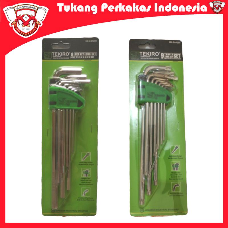 TEKIRO PAKET KUNCI L SET PANJANG 8PCS DAN KUNCI L SET BINTANG PANJANG 9PCS