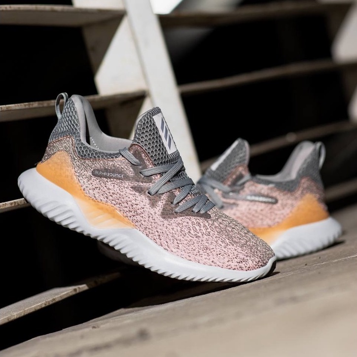 ADIDAS ALPHABOUNCE BEYOUND GREY PEACH ORIGINAL SNEAKERS / SEPATU PRIA WANITA ORI / ADIDAS ALPHABOUNC