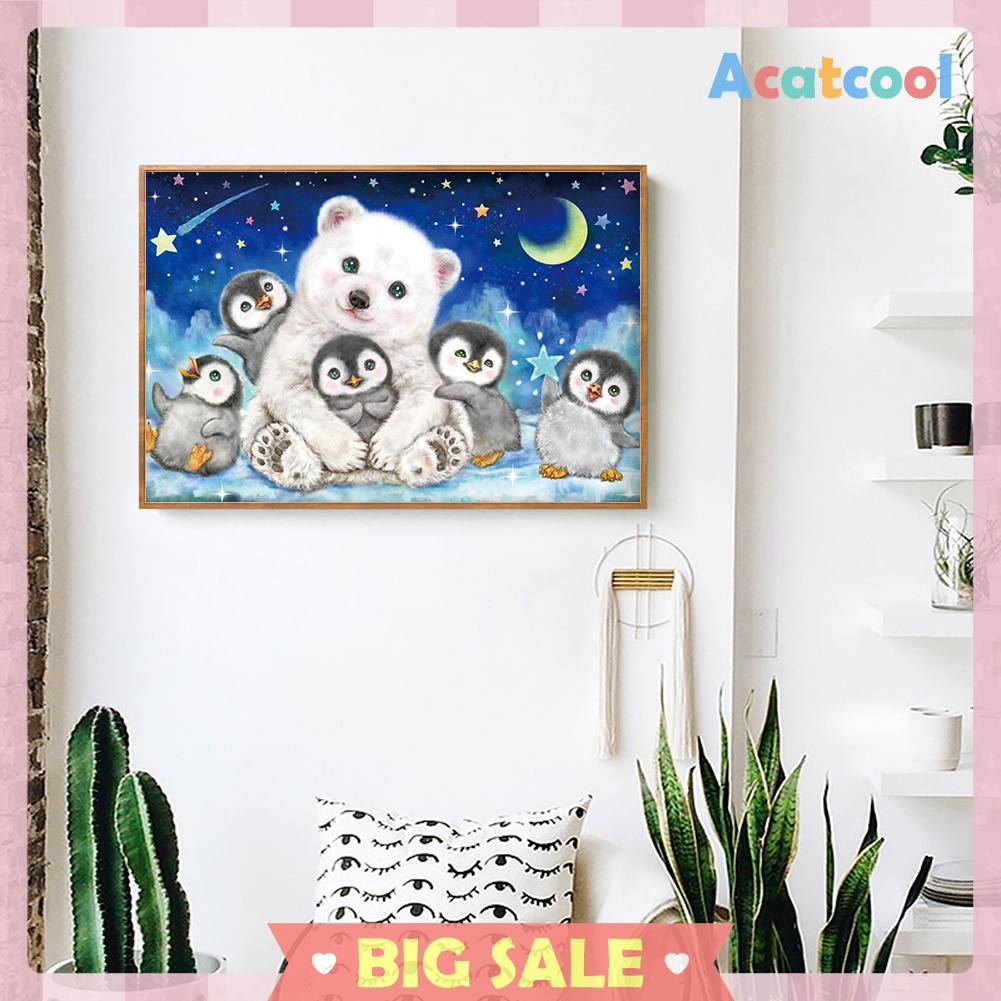 Diamond Painting Bear Little Penguin 5D Full Round Resin Rhinestone Picture