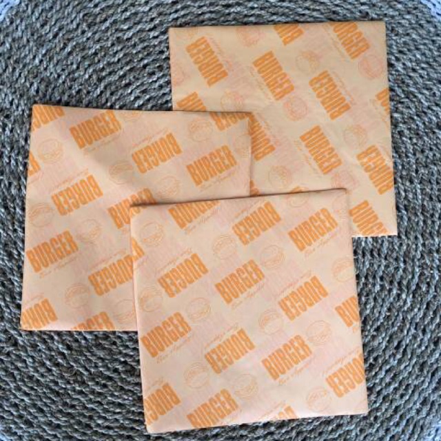 

Kertas burger logo 30x30 Foodgrade KFC grosir paper wrap kebab laminasi