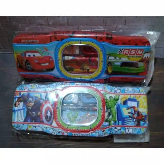 

1 set tempat pensil mobil Mobilan dan jam / Tempat Alat Tulis