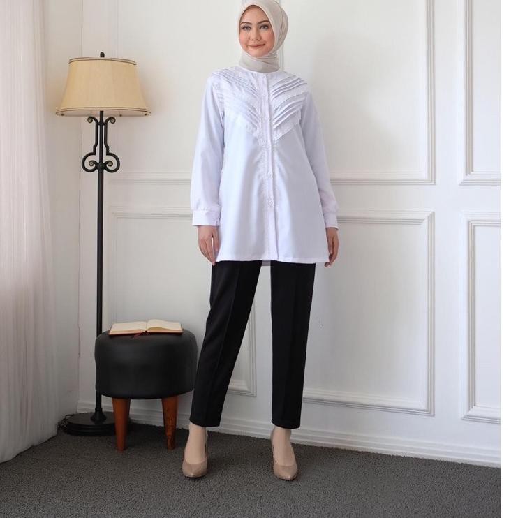 Kemeja PNS Atasan Putih Wanita Kerja Kann pns guru ppl baju putih wanita kerja toyobo terlaris JSQ