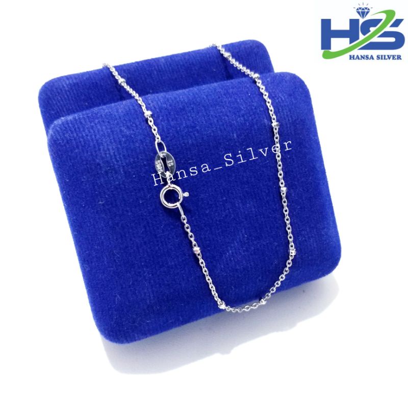 Kalung Perak Anak Silver Asli 925 Lapis Emas Putih Model Rantai Jedar 35 Cm - Perak Asli 925 Anti Karat