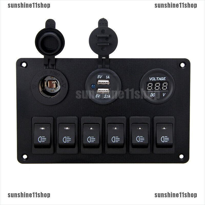 Saklar Rocker Breaker 6 Gang Dengan Lampu LED Untuk Mobil / Kapal / Truk