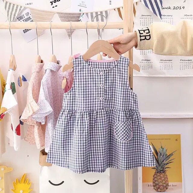 Dress Anak Perempuan Kotak Kotak Biru