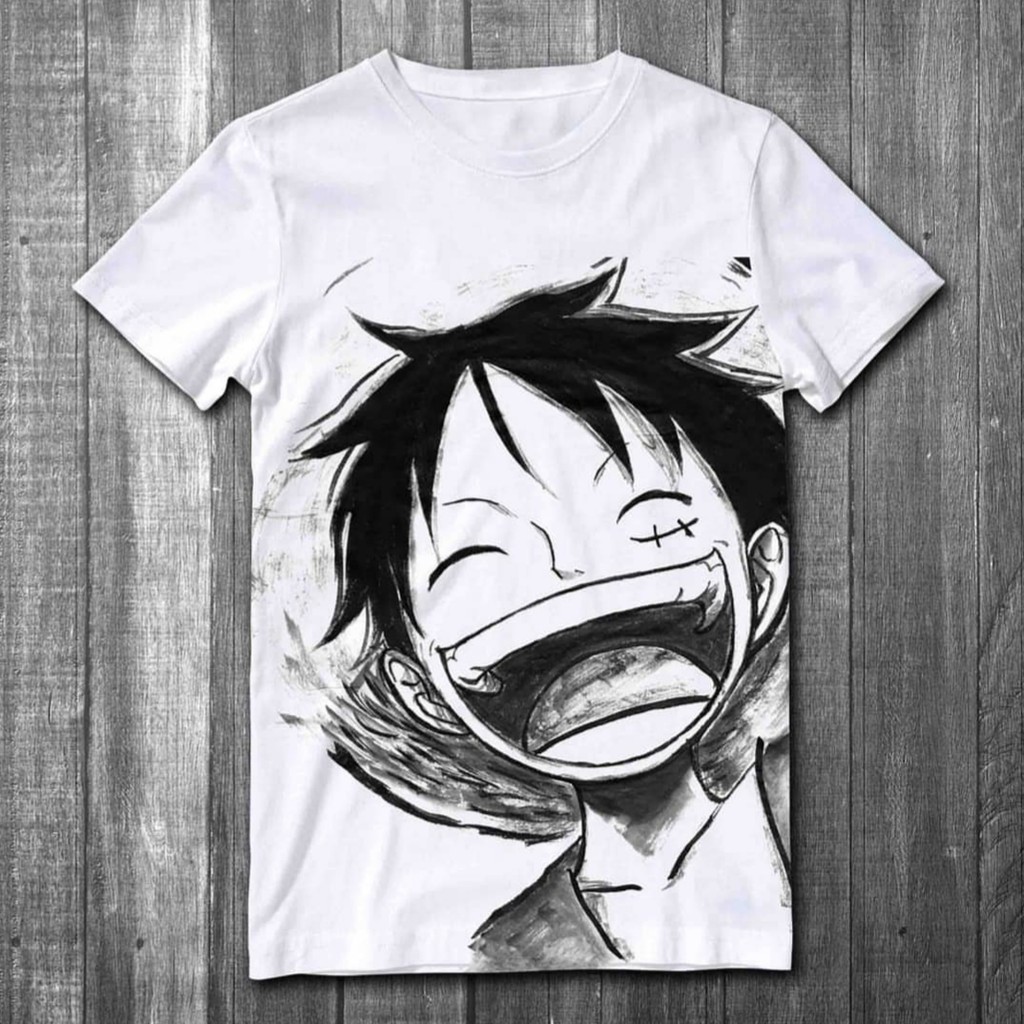 LUFFI FACE ONE PIECE / F3 / KAOS PRIA / KAOS ANIME / KAOS