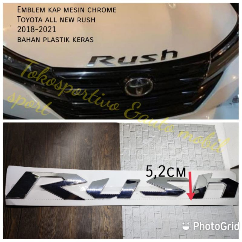 Emblem Logo stiker Lambang tulisan huruf kap mesin Toyota all new Rush 2018-2021 chrome ABS