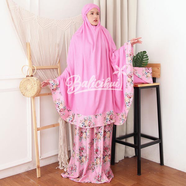 Balicihui Mukena Nadia Pink 1 Mukena Bali Jumbo Mukena Bali Dewasa Mukena Dewasa Jumbo by Balicihui