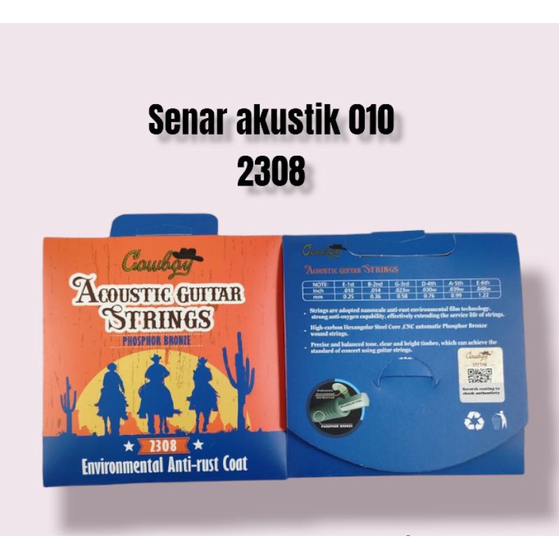 Senar cowboy 2308 akustik gitar 010-048 bonus pick