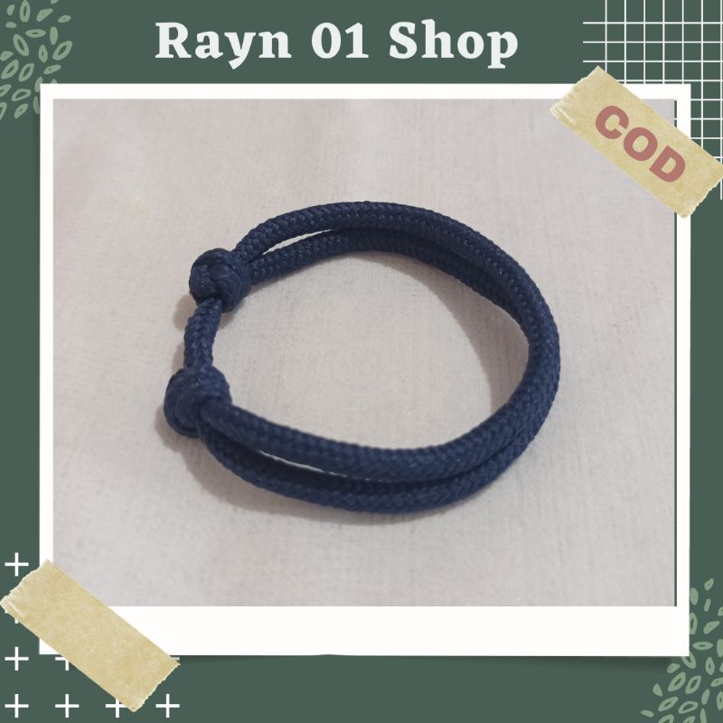 Gelang Tali Paracord Polos Hitam Pria Wanita / Gelang Gaya Korea / Gelang Trendy / Gelang Tali Unisex-Navy 4mm