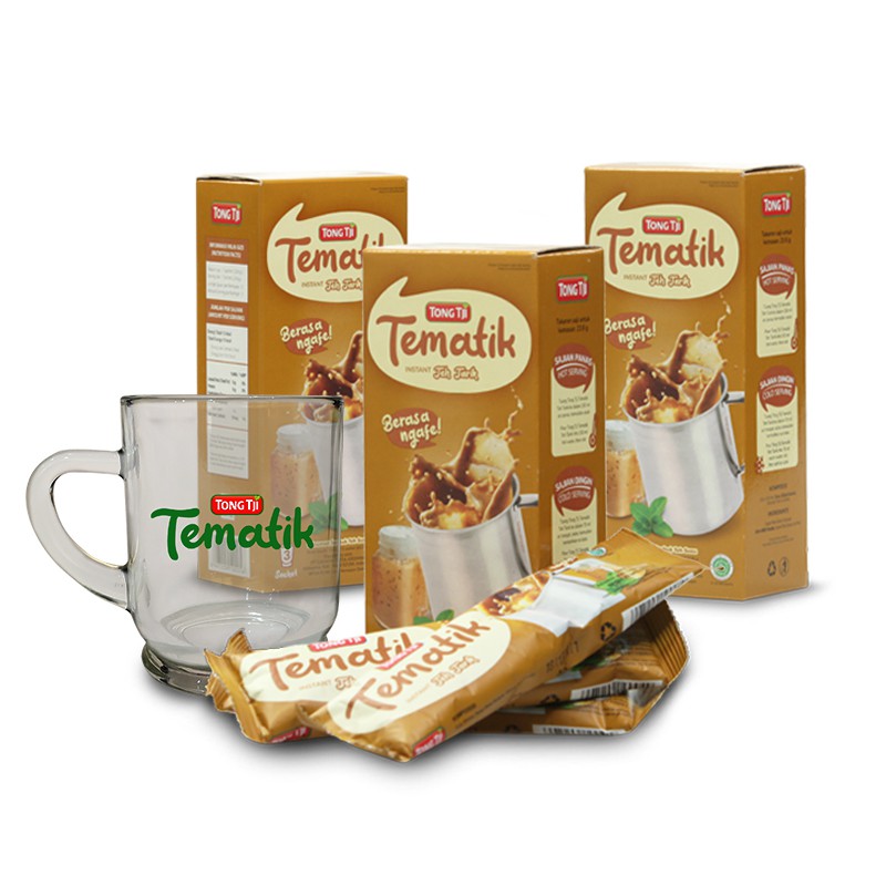 Tong Tji Bundling Tematik Teh Tarik 3 pack Gratis Gelas*