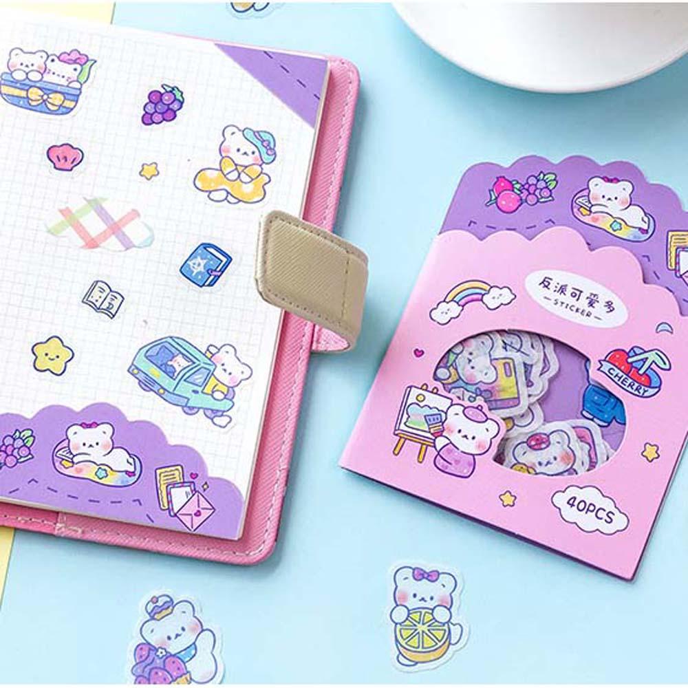 Lanfy Stiker Hias Album Sticky sticker Scrapbooking DIY Label Beruang Buku Pegangan Dekorasi Kertas