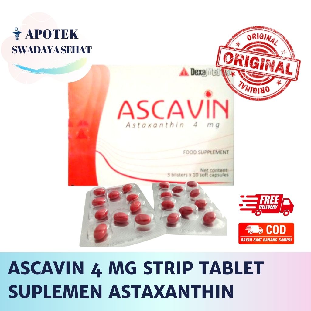 ASCAVIN 4 MG STRIP Tablet - Astaxanthin Suplemen Antioxidan Kesehatan Daya Tahan Tab