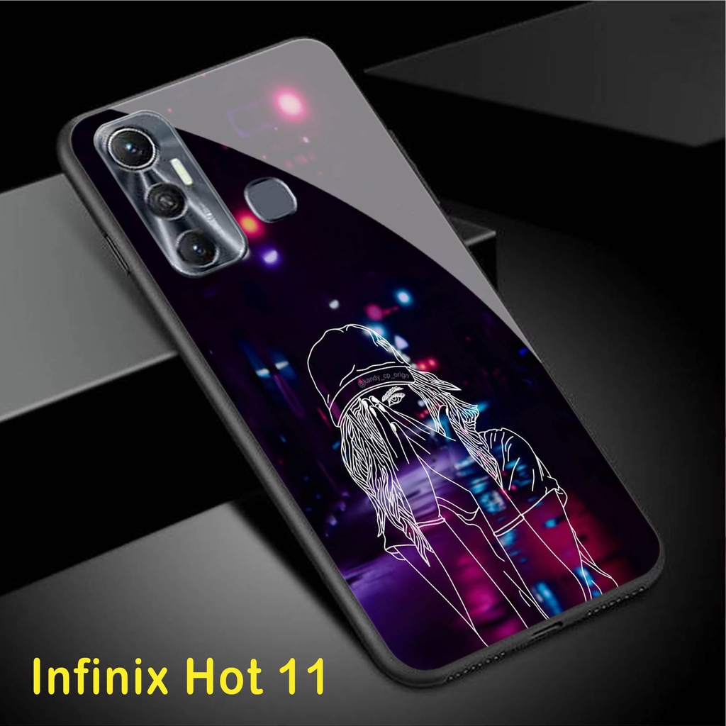 Case Infinix Hot 11 - Softcase Glass Kaca Infinix Hot 11 - A75 - Case Hp Infinix Hot 11 - Casing Hp 