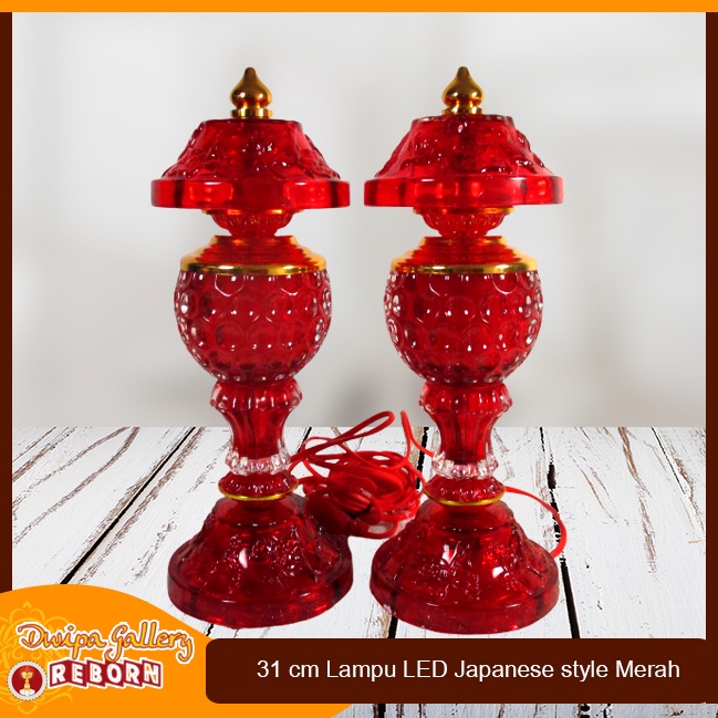 Lampu Sembahyang Altar Merah LED Japanese Style 31cm