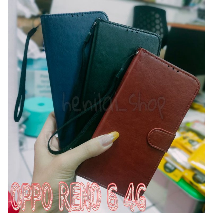 CASE OPPO RENO 6 4G FLIPCASE KULIT COVER CASE WALLET LEATHER SARUNG BUKU DOMPET KULIT RENO6