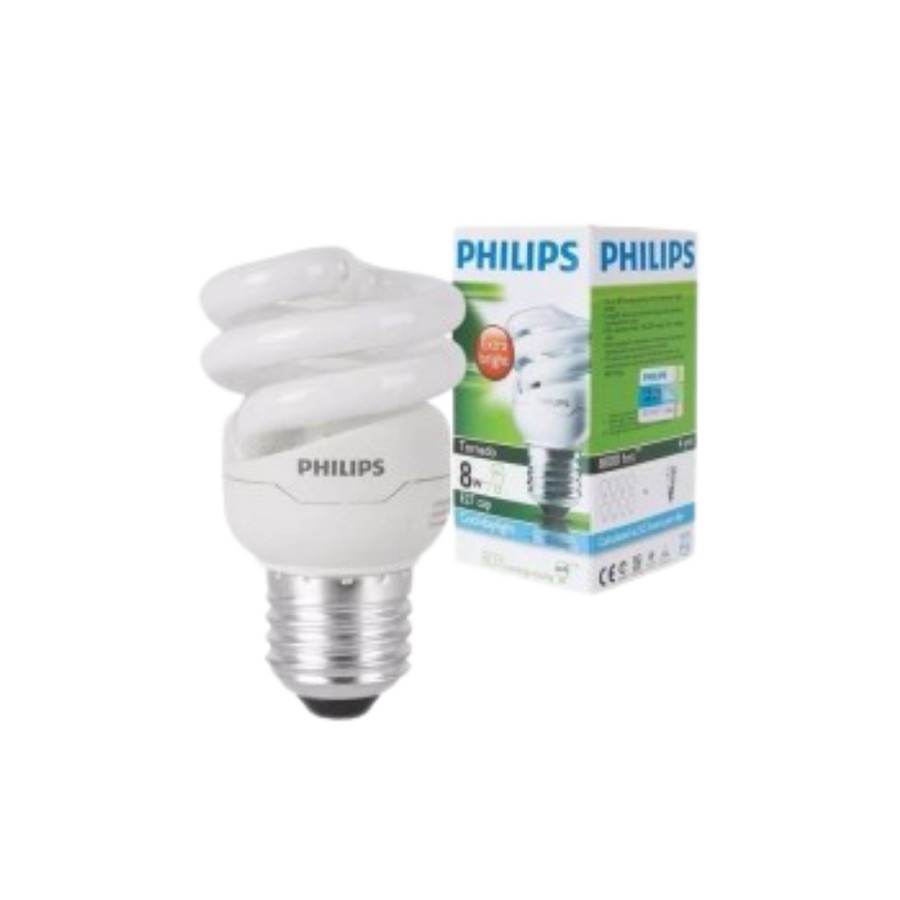 LAMPU PHILIPS TORNADO 8 WATT PUTIH LAMPU PHILIPS 8 WATT LAMPU SPIRAL