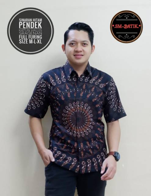 Kemeja Batik Lengan Panjang/Hem Batik Lengan Pendek SINARAN HITAM