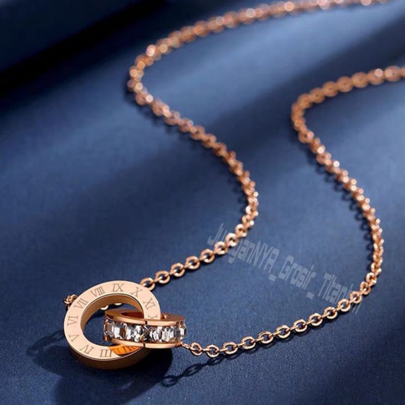 Kalung Titanium Elegant Full Mata Super Cantik Anti Karat Anti Luntur