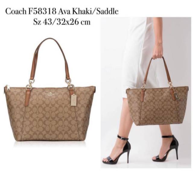 Tas Coach F58318 Ava Tote Sign Khaki Saddle