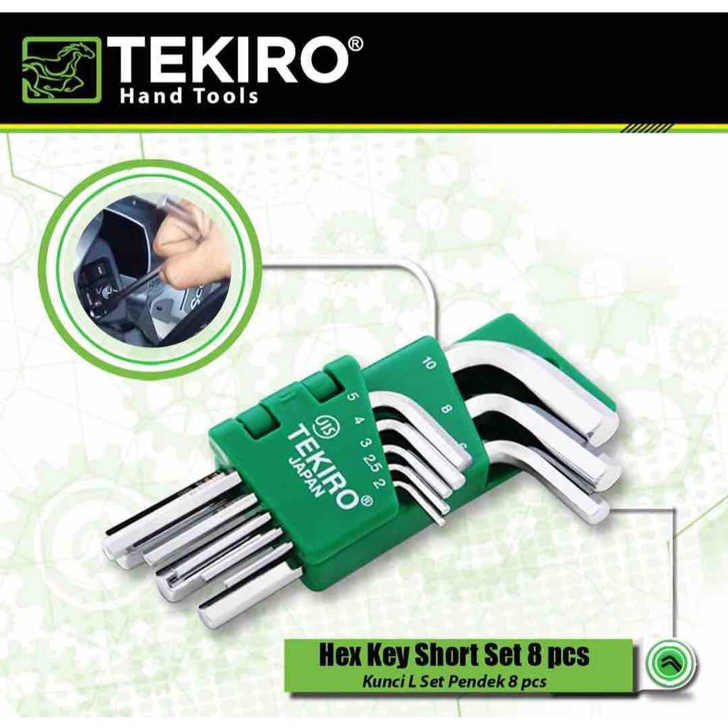 TEKIRO KUNCI L PENDEK (SET) 8PCS (2, 2.5, 3, 4, 5, 6, 8, 10)