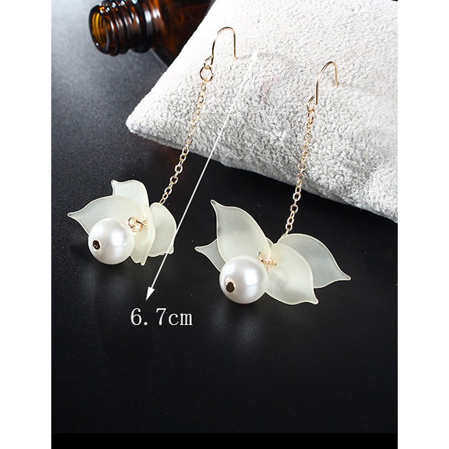 LRC Anting Gantung Fashion Flower Shape Decorated Earrings