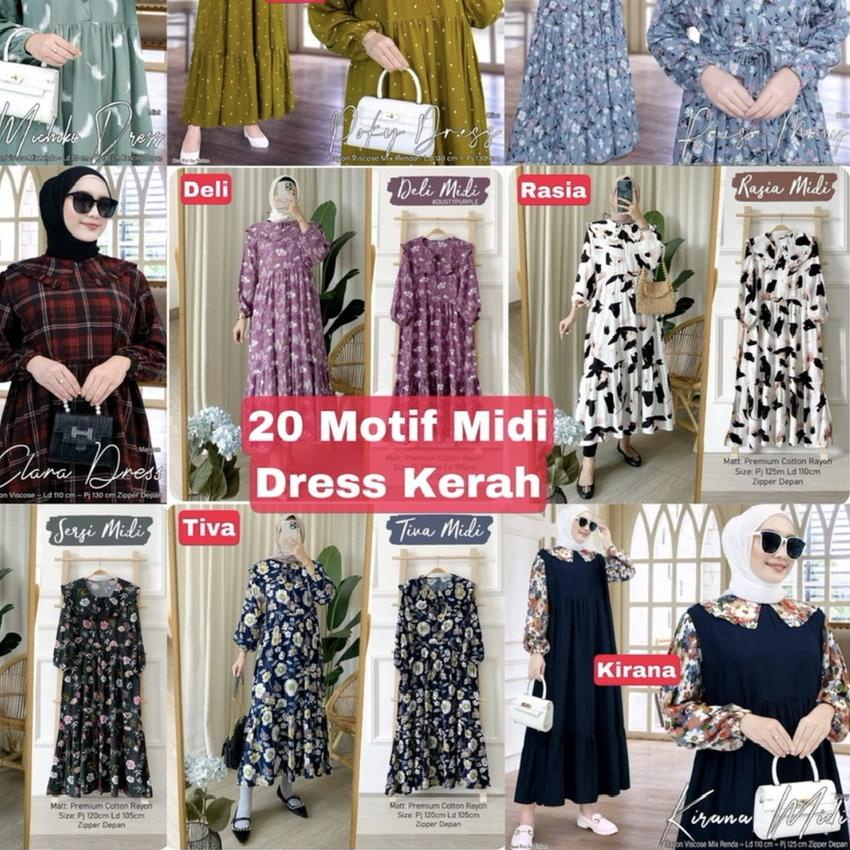 J&T COD 3.3 Midi Dress Motif Original - Home Dress Busui Rayon Viscose Premium - Gayola Latoya Sonya