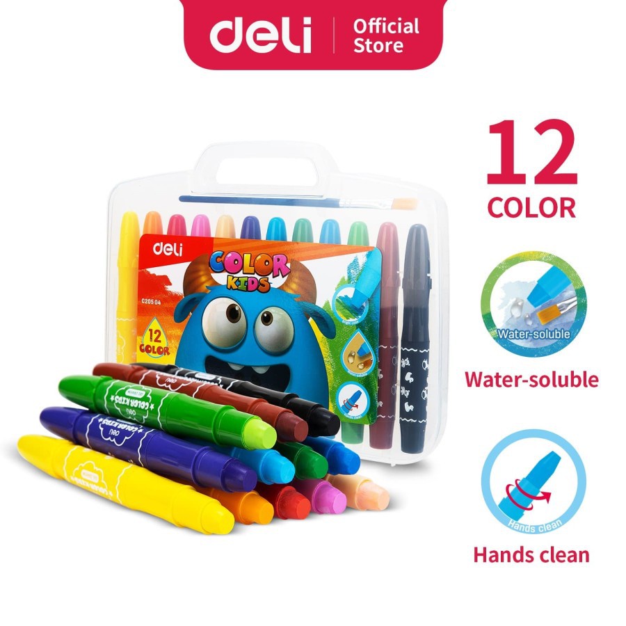 

Deli Krayon Gel 12 Warna / Box Dapat Dicampur Air Dengan Menggunakan Kuas EC20504