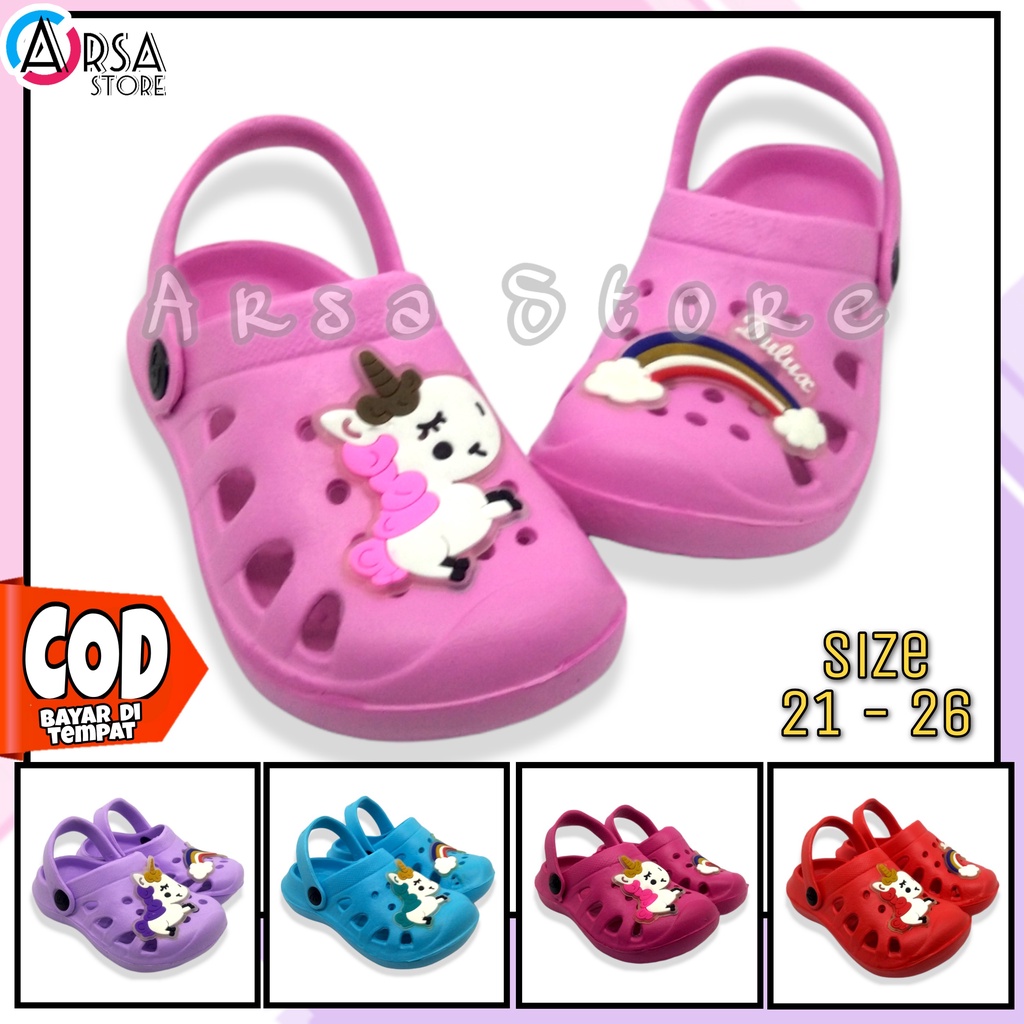 Sandal Baim Unicorn Anak Perempuan, Sendal Sepatu Murah Kuda Poni Anak Cewek Umur 1 2 3 Tahun