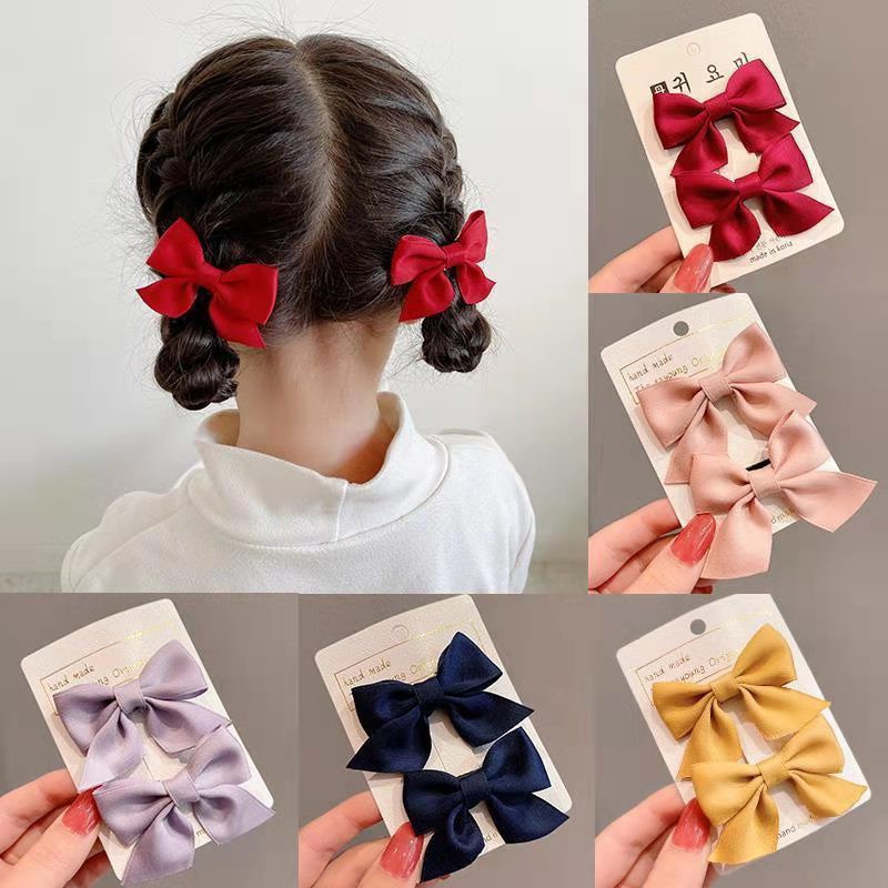 1 Set(2pcs) Jepit Rambut Pita Busur Korean Style Untuk Anak Perempuan