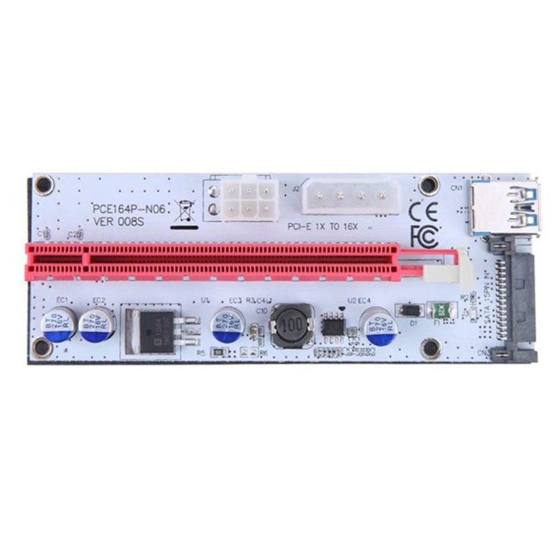 Btsg PCI Untuk Express 1X Ke 16X Extension PCI-E Riser Card 4Pin 6Pin Power LED US