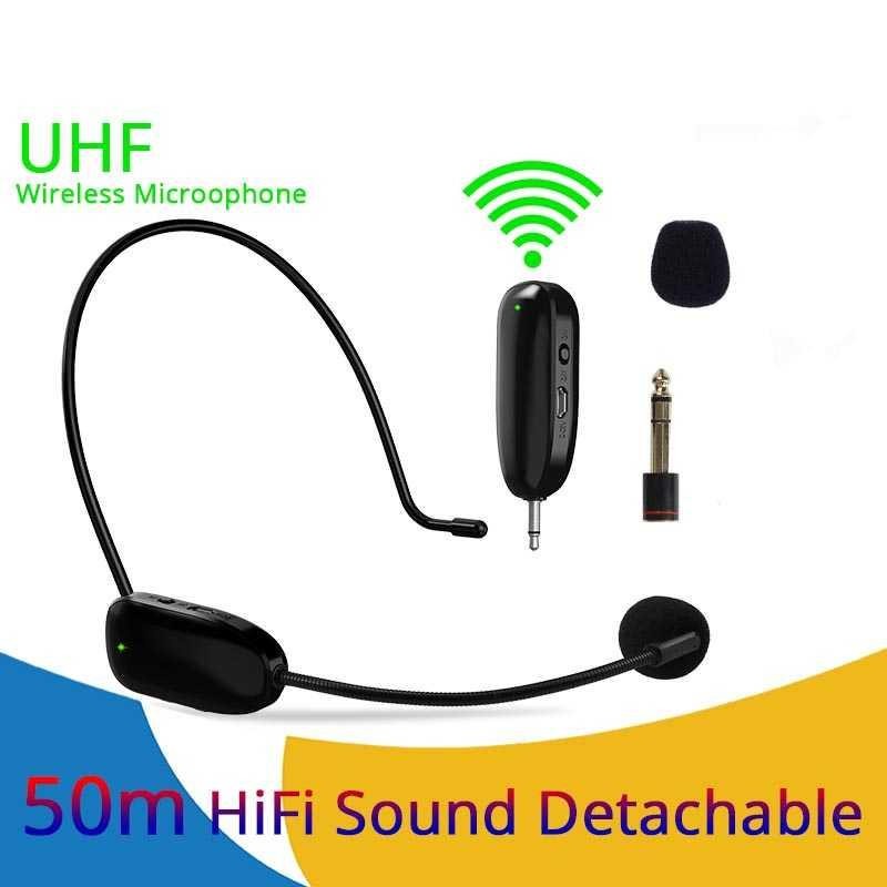 Wireless UHF Headset Call Center with Transmitter - P11 - Black