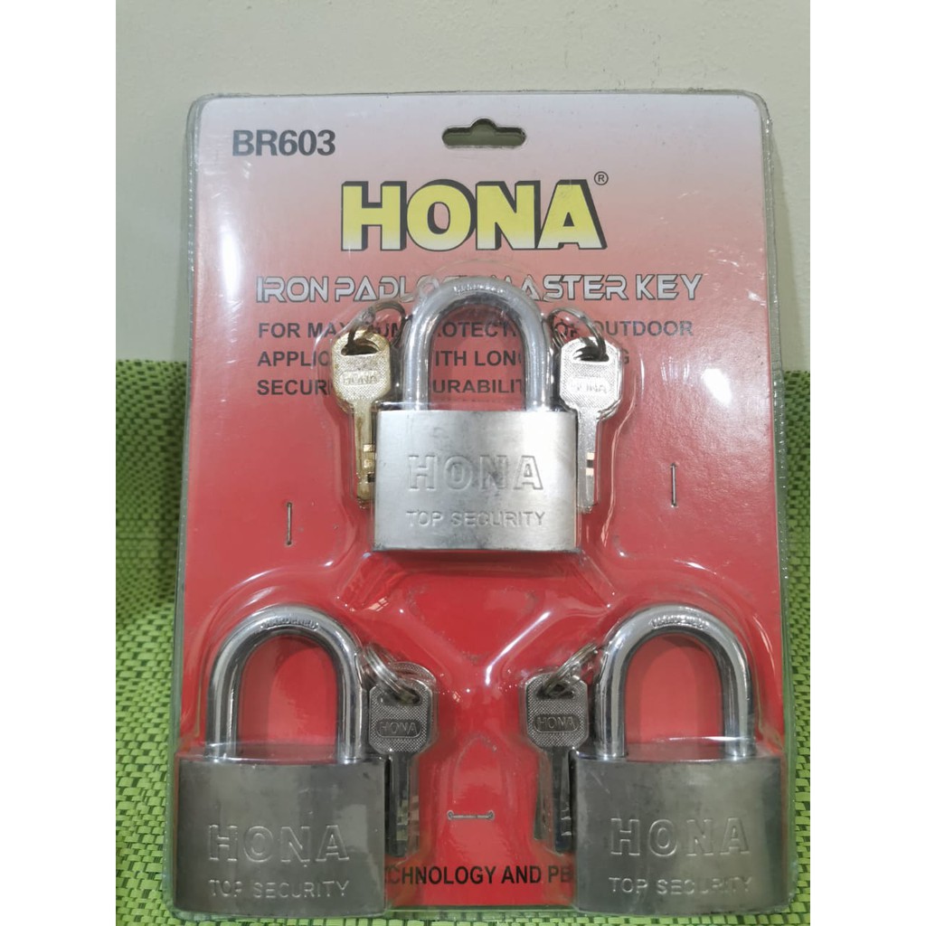 Gembok Masterkey 60 Mm isi 3pcs Padlock BR603 HONA