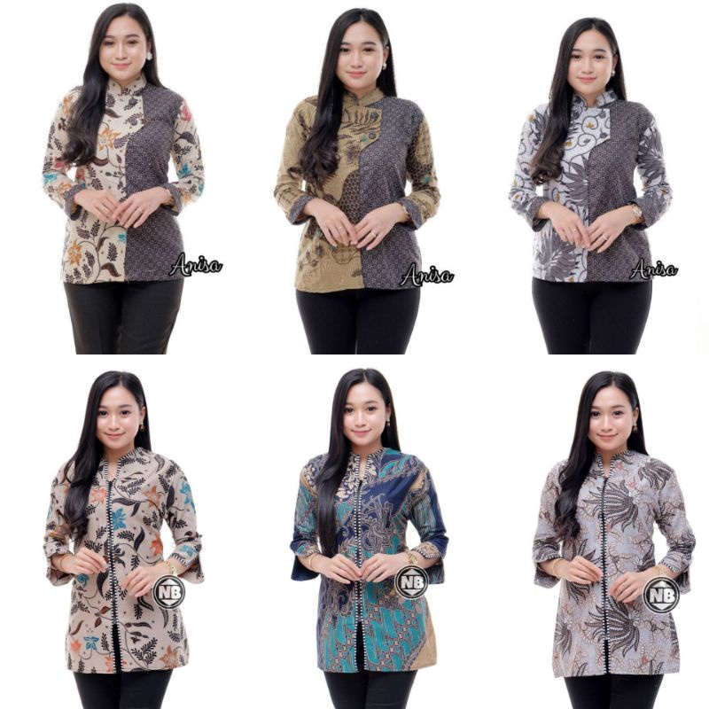 tey-17 Batik wanita ASJ SA HRB026 Kenongo Kemeja Tosca Pendek