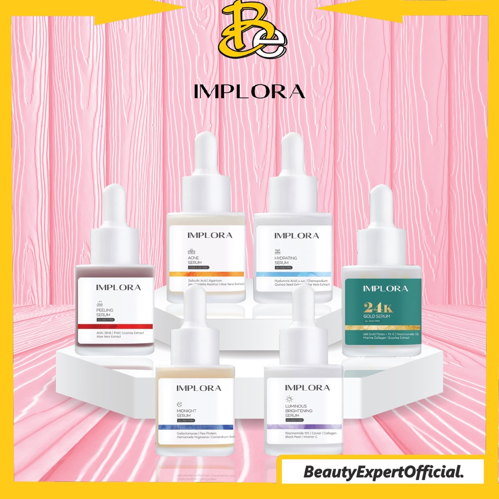 ⭐️ Beauty Expert ⭐️ Implora Serum Series - Luminious Acne Peeling Midnight Hydrating 24K |  IMPLORA PERFECT SHIELD SUNSCREEN SPF 40 PA