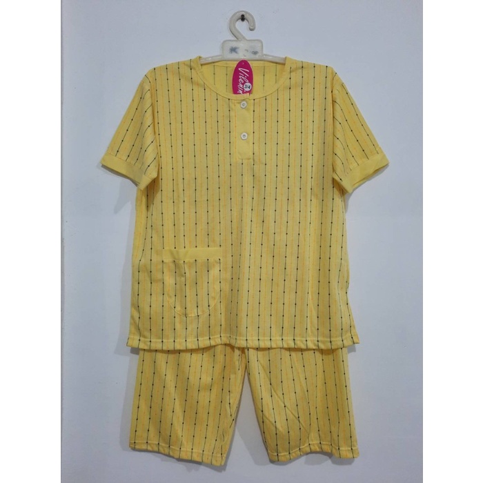 NEW Baju Tidur/Piyama/Babydoll Wanita Stelan 3/4, Classy - Kuning