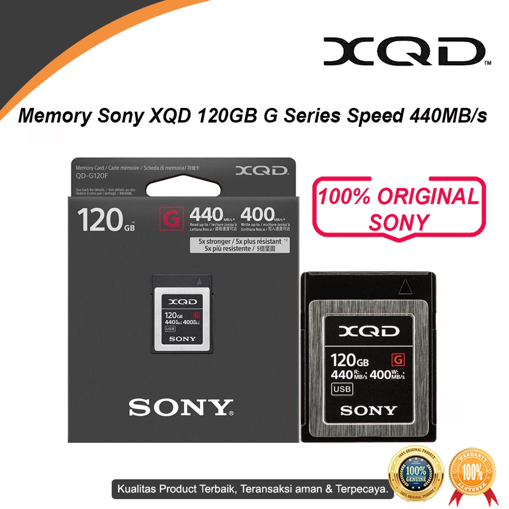 Memory Card Sony XQD 64GB 120GB G Series Speed 440MB/s Original