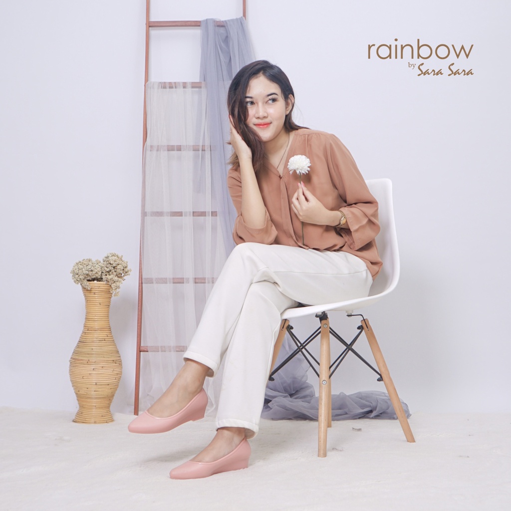 Sara Sara Rainbow Sara Sara Pelangi Wedges Sepatu Jelly Wanita sepatu kerja wanita flat shoes jelly terbaru