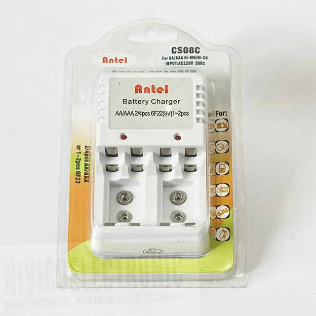 charger baterai AA, AAA, kotak 9v Antel CS08C isi 4