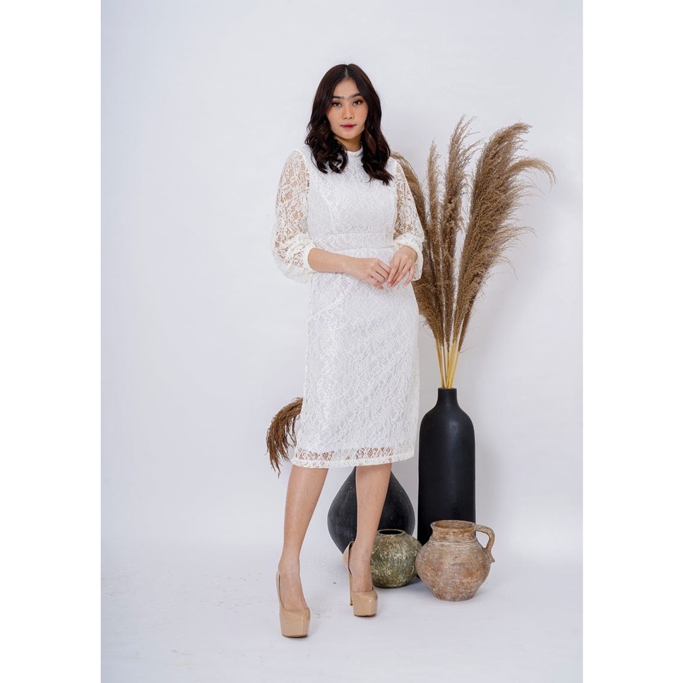 JIBRIL LACE DRESS - Gaun pesta wanita | Gaun Natal | Gereja cewek remaja - Dewasa | Midi Dress Bahan
