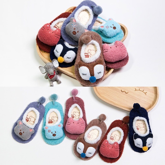 Kaos Kaki Sepatu Bayi Anak Karakter Prewalker Socks Baby Kids Fluffy Wool Animal Import Korean Style