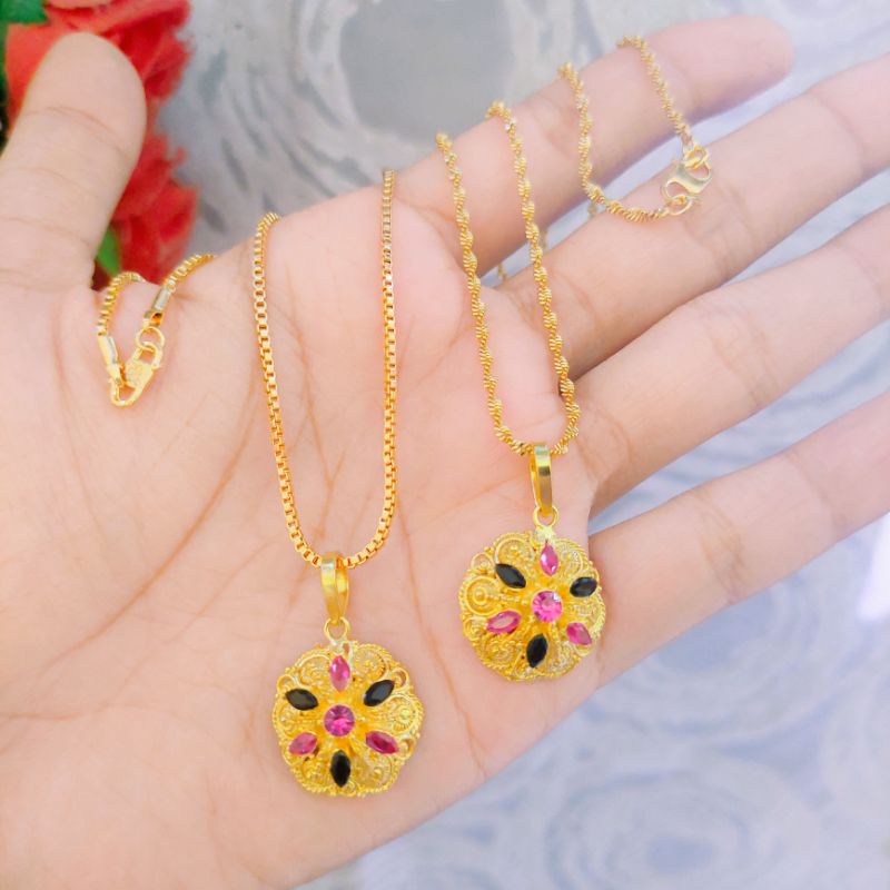 kalung+liontin sirkon bulat