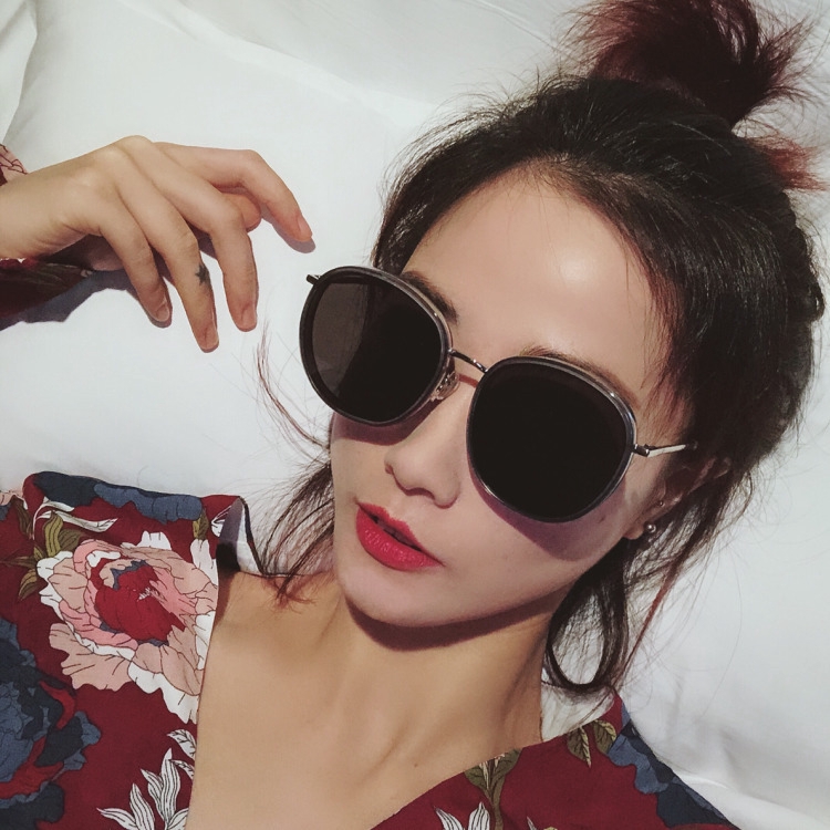 Korean style round big frame all-match simple men's and women's sunglasses