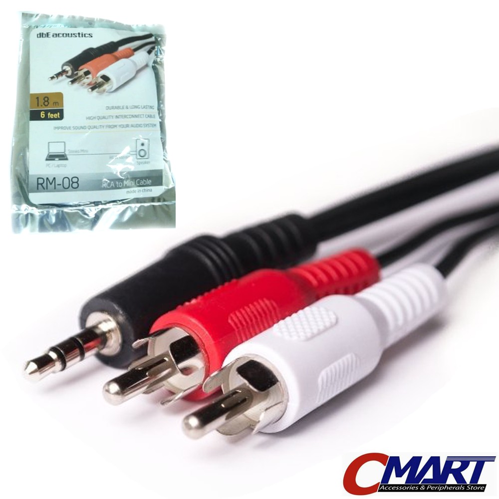 dbe 1.8m Kabel Audio 3.5mm to 2x RCA Aux 3.5 mm Cable - DBE-RM08-180