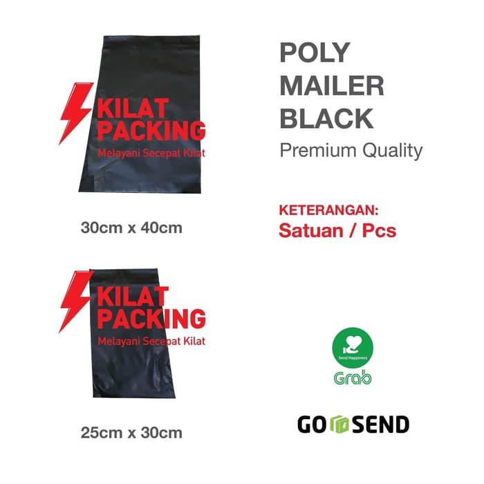 

20cm x30cm Polymailer Polybag Kantong Amplop Plastik Black (Isi 100)