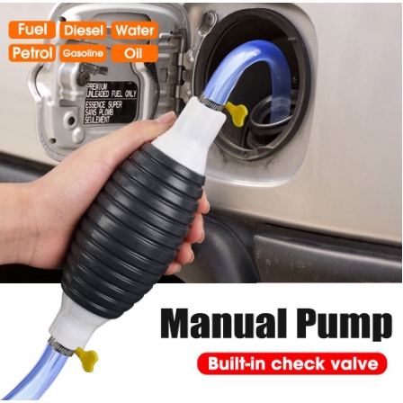 Universal Manual Car Portable Emergency Fuel Hand Transfer Pump For Gasoline Diesel Oil Liquid Water With Two Valve Clips Automotive