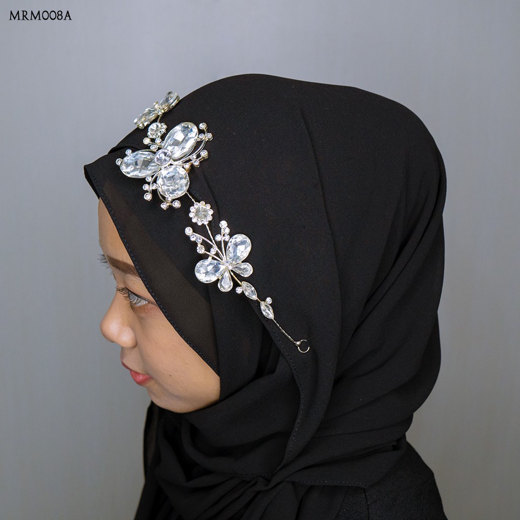 [PALING FAVORIT] WEDDING ACCESSORIES WOMEN HIJAB TIARA BRIDE KUPU SILVER MRM008A