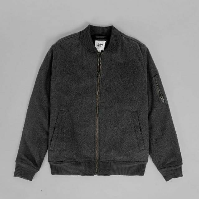 Jual Gap Men's Wool Blend Vintage Bomber Jacket (Dark Grey) Indonesia